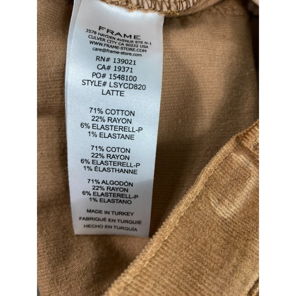 FRAME Corduroy Pants Sz 29 (actual 28x28) Camel Brown Le Sylvie Slender Straight - Picture 11 of 13